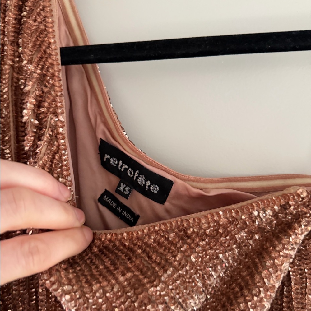 Retrofete One-Shoulder Tan Dress - Picture 9 of 11